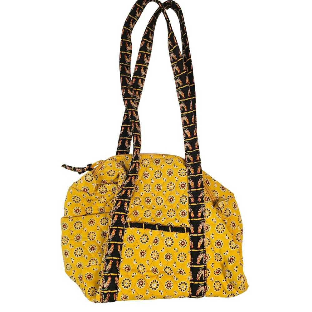 Vera Bradley Provencal Yellow Quilted Cotton Shoulder Bag Tote Rooster Trim